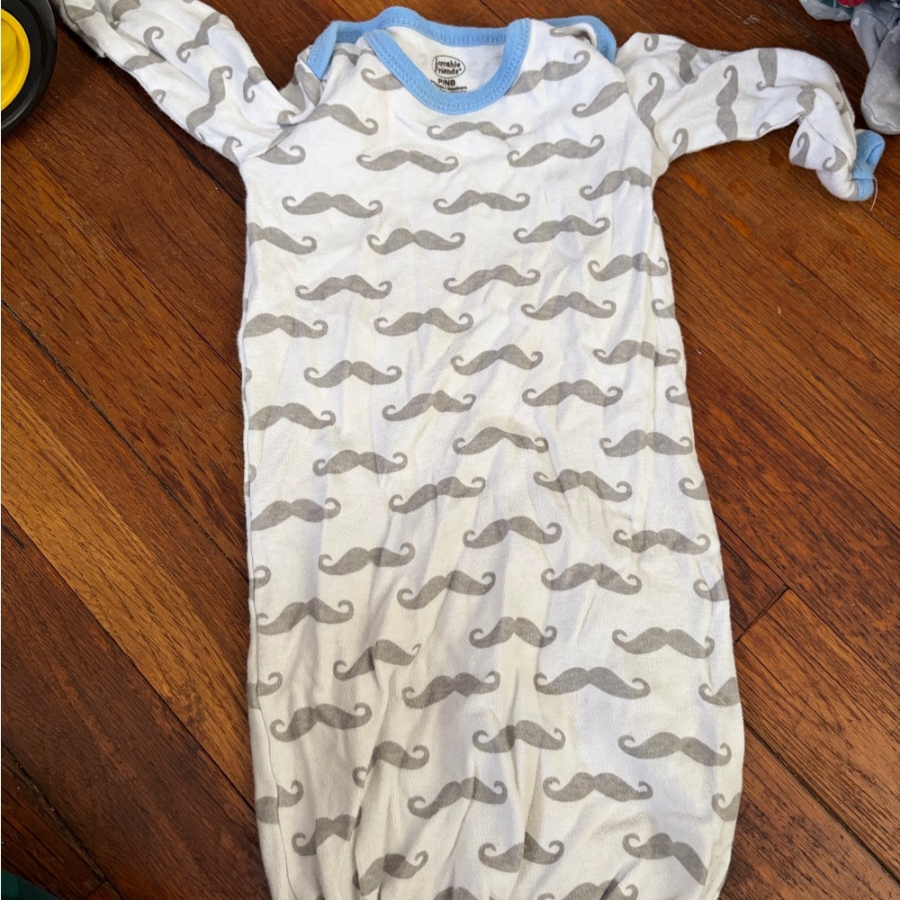 Luvable Friends Gray and Blue Mustache Sleep Sack